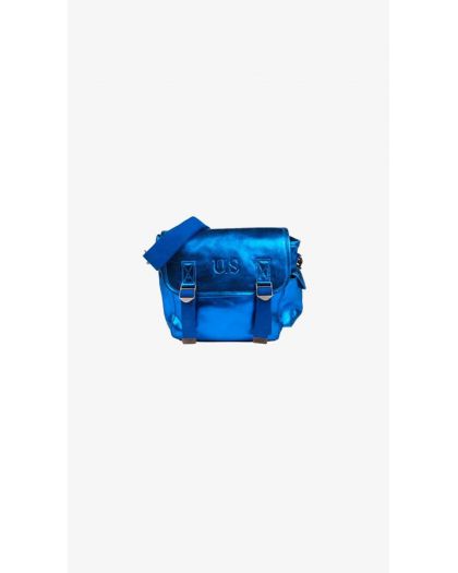 Sac, Petit Cuir Métallisé Bleu