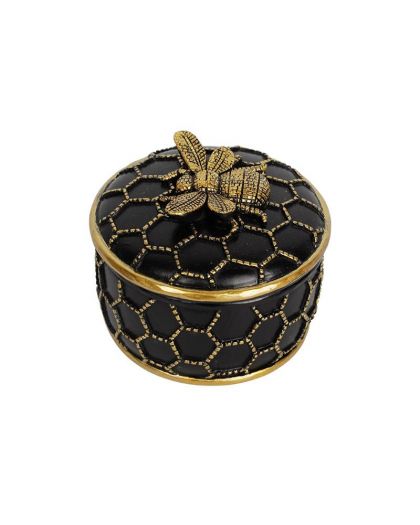 Boite Abeille Noir Dore 7,5X7,5X6Cm 110Bte