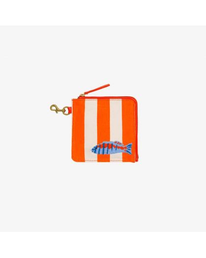 Porte-Monnaie Strap Tango Orange Corps 100% Coton, Taille 11,5X11,5Cm