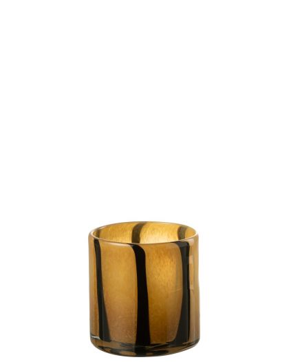 Photophore Lign Safa Verre Noir / Marron Taille S (12X12X12.5Cm)