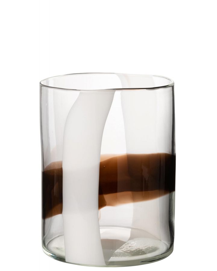 Vase Iggy Verre Blanc / Marron Taille S (20X20X27Cm)