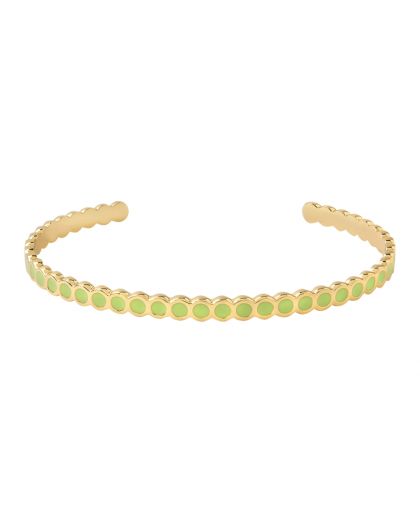 Jonc Ouvert Avec Rond Laqué Ajustable En Laiton Doré / Lacquer Round Adjustable