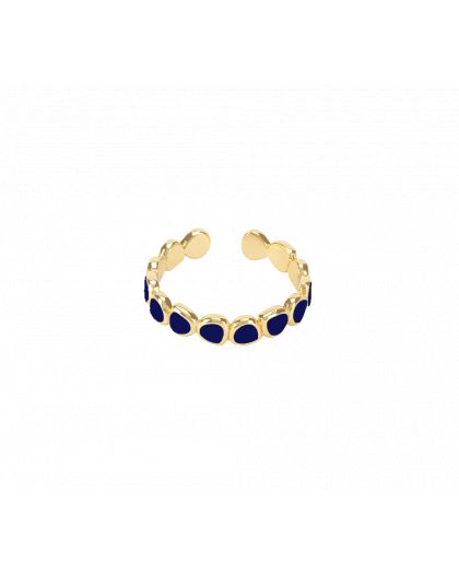 Bague Ouverte Ajustable En Laiton Doré Et Laqué. / Lacquer Adjustable Thin Ring
