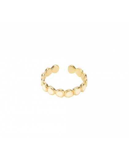 Bague Ouverte Ajustable En Laiton Doré Et Laqué. / Lacquer Adjustable Thin Ring