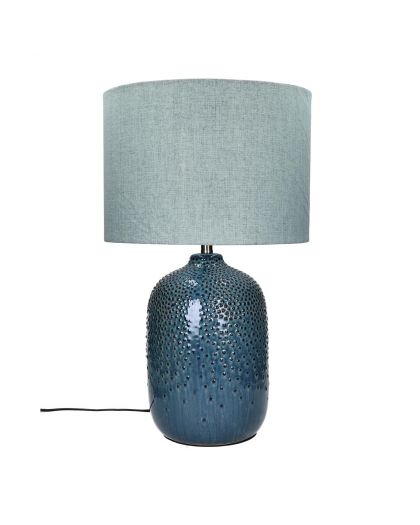 Luz Lampe De Table Céramique Métal Ø 33 X H 55,5Cm Bleu Glacier