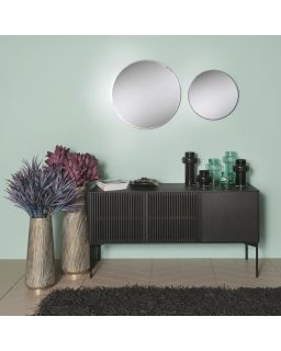  Miroir, Palace Métal Ø90Xh3,5Cm, Noir