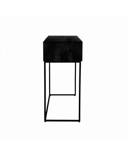 Angela Meuble Console Bois De Mangier Métal L 120 X W 40 X H 85Cm Noir