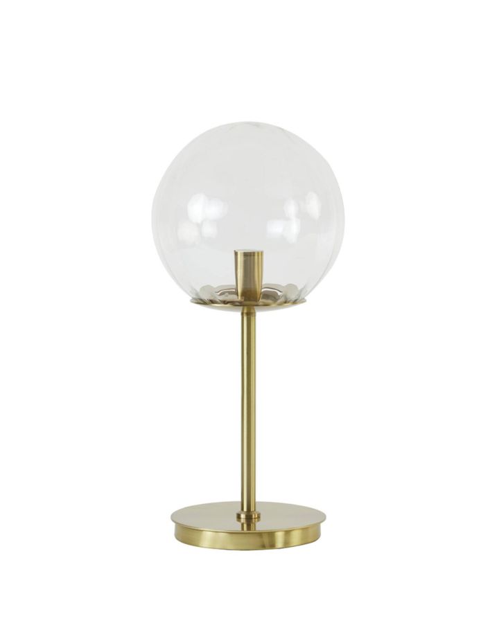 Lampe De Table Ø20X43Cm Magdala Verre Clair+Or