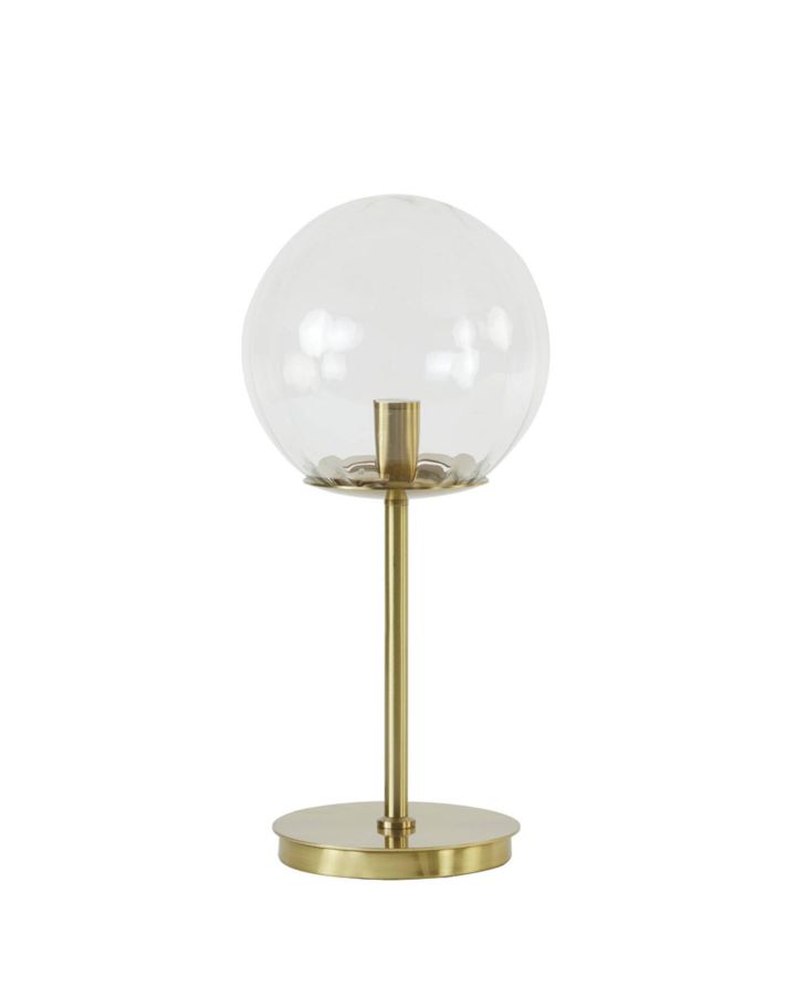 Lampe De Table Ø20X43Cm Magdala Verre Clair+Or