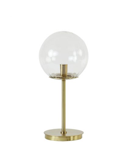 Lampe De Table Ø20X43Cm Magdala Verre Clair+Or