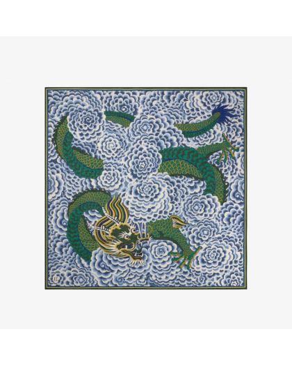 Carre 130 Dragon Vert 100% Laine 130X130Cm