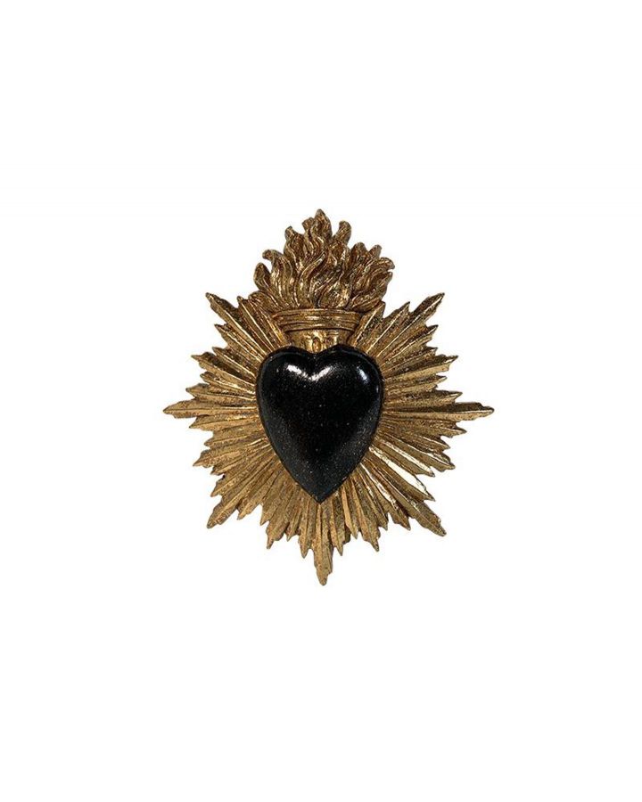 Deco Murale Ex-Voto Coeur Noir 15X17Cm 9