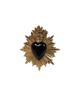 Deco Murale Ex-Voto Coeur Noir 15X17Cm 9