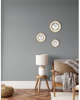Miroir Rond Blanc F/Or Convex 23Cm Exterieur Taille L