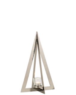 Photophore Arbre Acier Inoxydable/Verre Argent Small