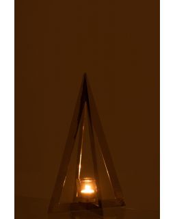 Photophore Arbre Acier Inoxydable/Verre Argent Small