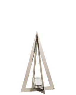 Photophore Arbre Acier Inoxydable/Verre Argent Small