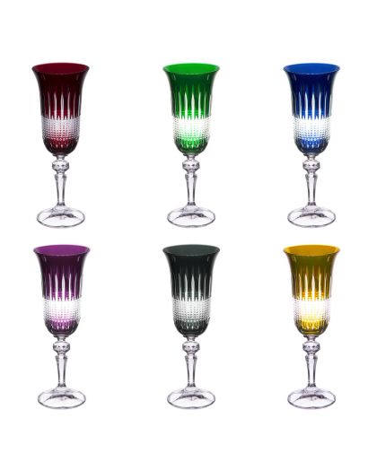 Coffret De 6 Flutes 15Cl Cristal Taille Assortiment