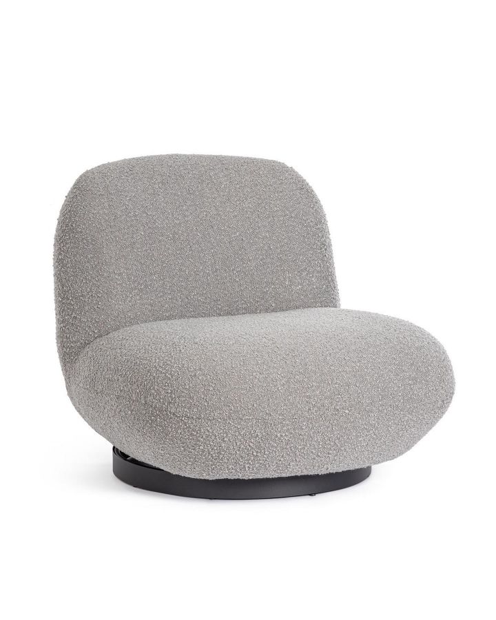 Fauteuil Margot Pivotant Gris Bouclé 81A - 95B - 71H - 40.5H1Cm