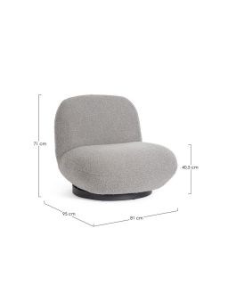 Fauteuil Margot Pivotant Gris Bouclé 81A - 95B - 71H - 40.5H1Cm