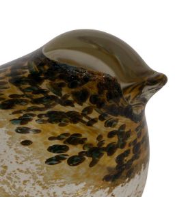 Presse-Papier Moineau Serin Mordore+Anthracite 14X5Xh7Cm Verre