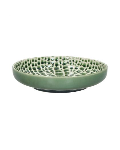  Lotus Blate Porcelaine Ø20,3 X H 4,5Cm Vert