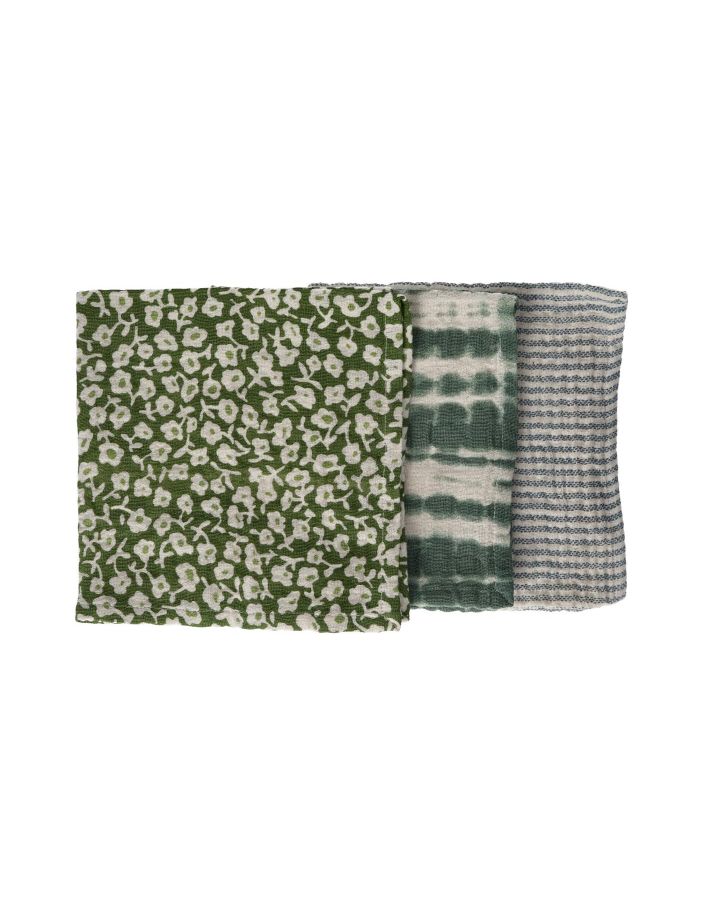  Frivole Set/3 Serviettes Coton L 40 X W 40Cm Vert