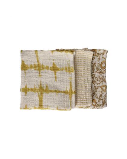  Frivole Set/3 Serviettes Coton L 40 X W 40Cm Ocre