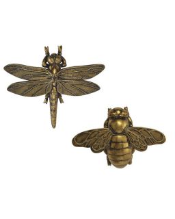 Lot De 2 Insects Volants Dore 20X14/22X20Cm