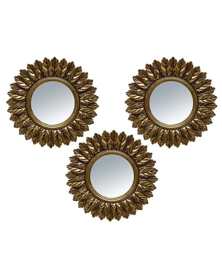 Lot 3 Miroirs Plumes Ø16Cm