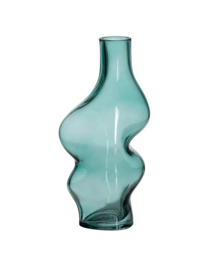 Vase Vert Verre. Décoration 12,50 X 10 X 25 Cm