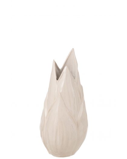 Vase Ibiza Brillant Ceramique Beige Medium (19,5x19,5x44,5cm)