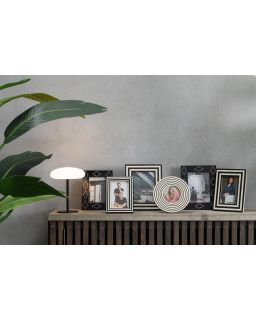 Cadre Photo Rectangle Plat Lignes Resine Noir Blanc Small S (17x9x22cm)