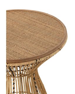 Table Gigogne Rond Rainures Rotin Naturel(63x63x61cm)