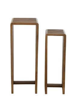 Set De 2 Tables D'Appoint Cubiques Teck Recycle Naturel(34x34x88cm)