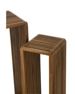 Set De 2 Tables D'Appoint Cubiques Teck Recycle Naturel(34x34x88cm)