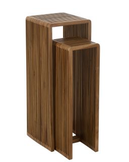 Set De 2 Tables D'Appoint Cubiques Teck Recycle Naturel(34x34x88cm)