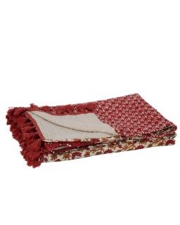 Plaid Tapis De Plage Fleurs Coton Rouge (130x180x1cm)