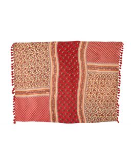 Plaid Tapis De Plage Fleurs Coton Rouge (130x180x1cm)