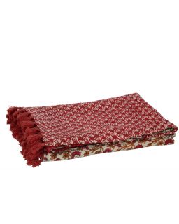 Plaid Tapis De Plage Fleurs Coton Rouge (130x180x1cm)