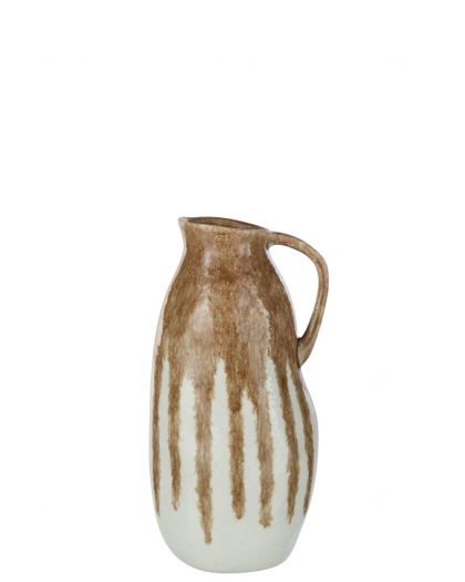 Vase Peinture Ceramique Beige Marron Clair(19,5x17,5x37cm)