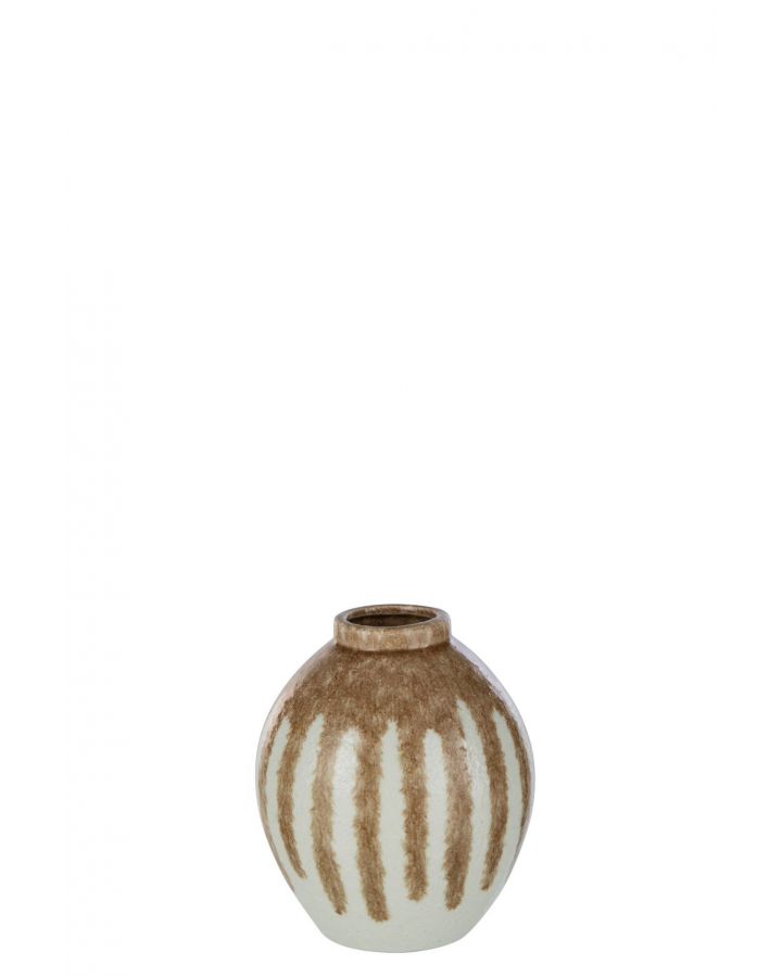 Vase Peinture Ceramique Beige Marron Clair Small(18x18x20,5cm)