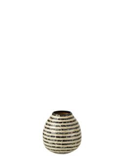 Vase Boule Raye Coquillage Bambou Noir Blanc(22x22x23cm)
