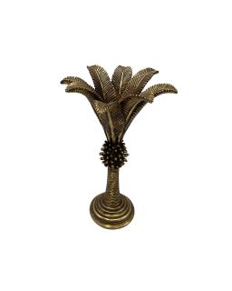 Bougeoir Palmier Dore 15X24Cm