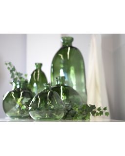 Vase Loopy Verre Vert H23, Ø20X23H Cm