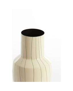 Vase Déco Ø14X30 Cm Senuma Blanc Brillant+Noir
