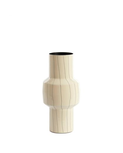 Vase Déco Ø16X33 Cm Senuma Blanc Brillant+Noir
