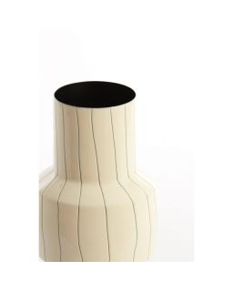 Vase Déco Ø16X33 Cm Senuma Blanc Brillant+Noir