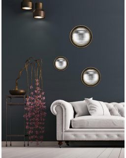 Lot De 3 Miroirs Convexes Noir Filet Or Ø14 Ø19 Ø23Cm Gr5