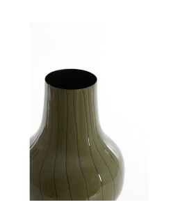 Vase Déco Ø22X40 Cm Sindo Vert Olive Foncé Brillant+Noir